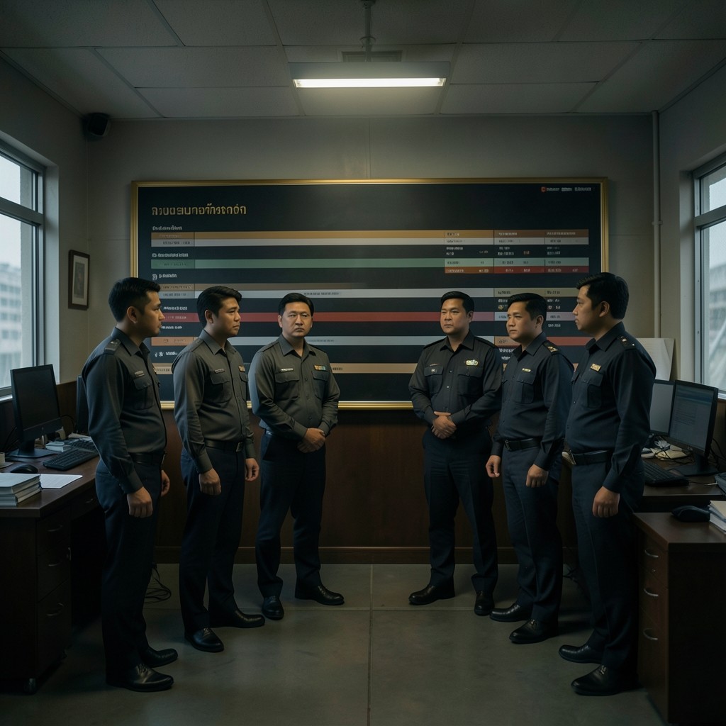 Fleet supervisors standing at a briefing board with utilization strips