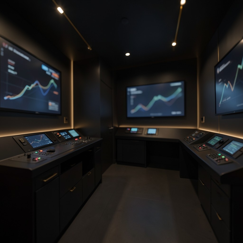 Transport control room with large screens showing fleet utilization charts